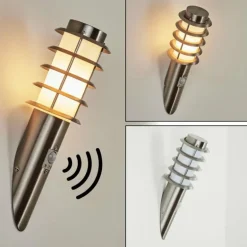 Applique murale d'extérieur Tunes Nickel mat, 1 lumière, Détecteur de mouvement