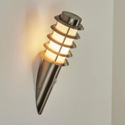 Applique murale d'extérieur Tunes Nickel mat, 1 lumière, Détecteur de mouvement