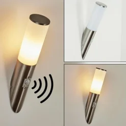 Applique murale d'extérieur Caserta Nickel mat, 1 lumière, Détecteur de mouvement