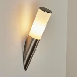 Applique murale d'extérieur Caserta Nickel mat, 1 lumière, Détecteur de mouvement