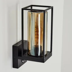 Applique murale d'extérieur Palanga Noir, 1 lumière, Détecteur de mouvement