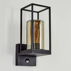 Applique murale d'extérieur Palanga Noir, 1 lumière, Détecteur de mouvement