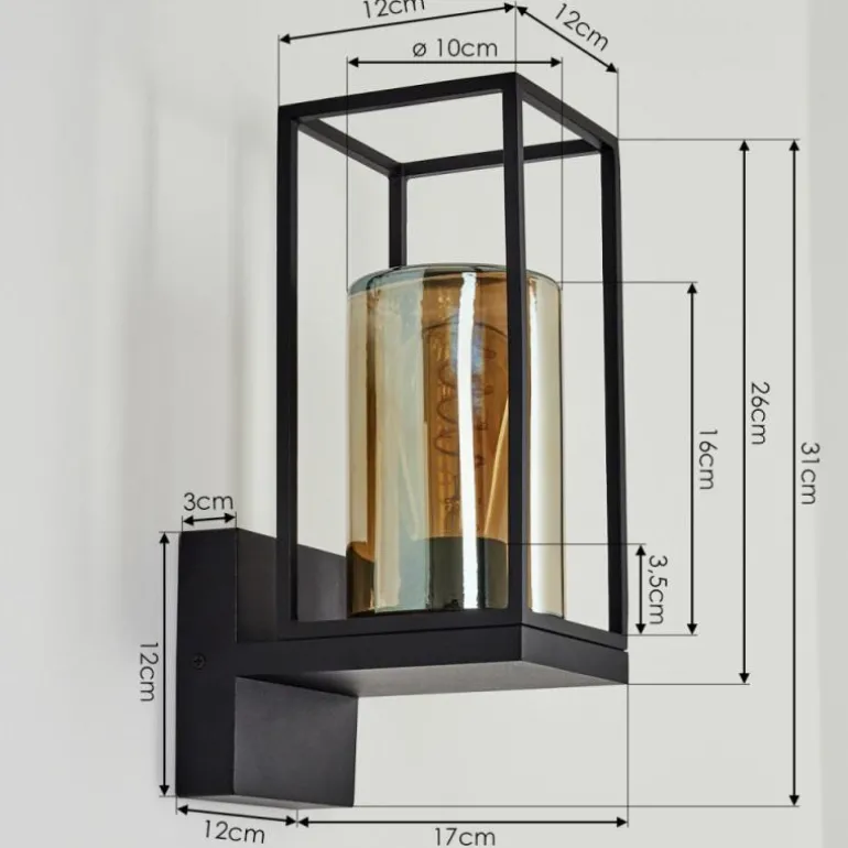 Applique murale d'extérieur Palanga Noir, 1 lumière
