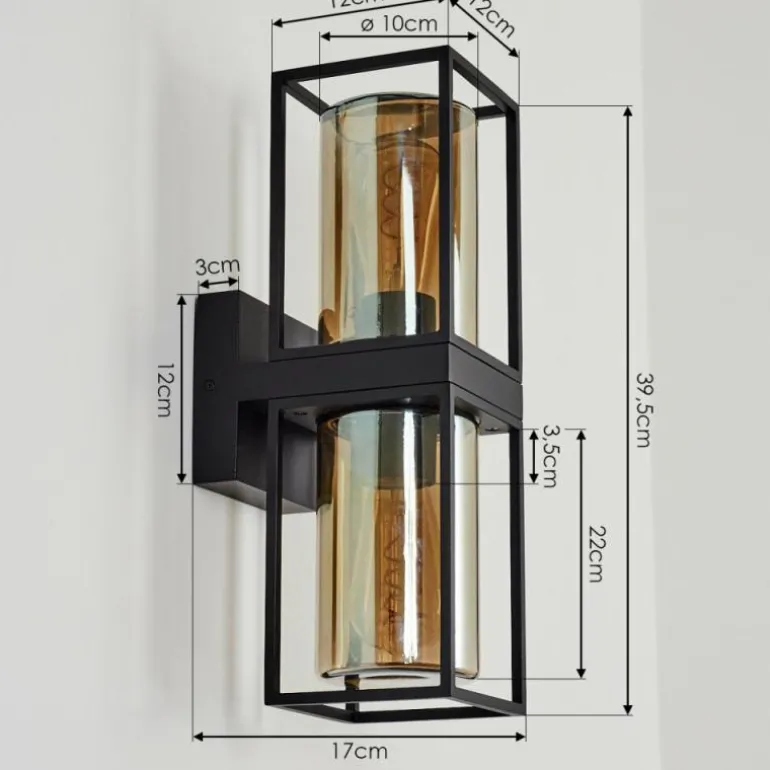 Applique murale d'extérieur Palanga Noir, 2 lumières