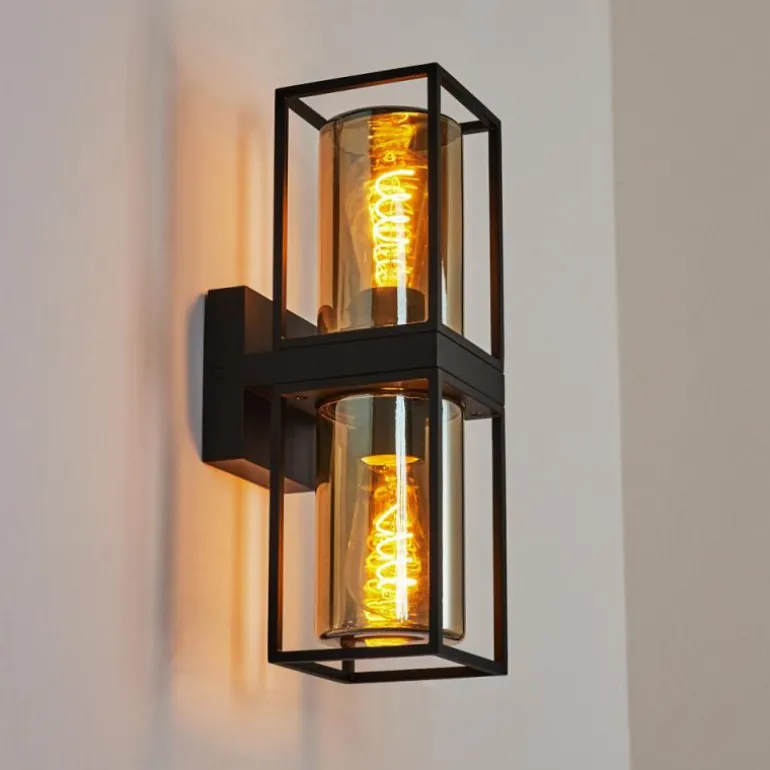 Applique murale d'extérieur Palanga Noir, 2 lumières