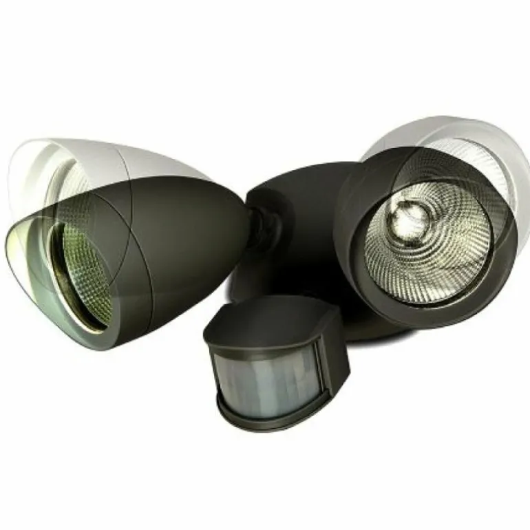 Applique murale d'extérieur Lutec SHRIMP LED Noir, 2 lumières, Détecteur de mouvement