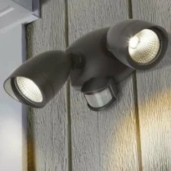 Applique murale d'extérieur Lutec SHRIMP LED Noir, 2 lumières, Détecteur de mouvement