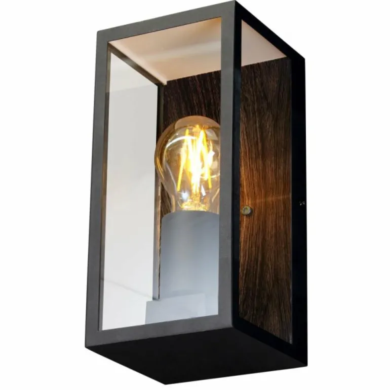 Applique murale d'extérieur Lutec KARO Couleur bois, Noir, 1 lumière