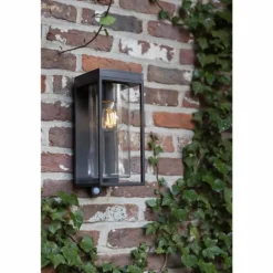Applique murale d'extérieur Lutec FLAIR Noir, 1 lumière, Détecteur de mouvement