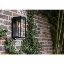 Applique murale d'extérieur Lutec FLAIR Noir, 1 lumière, Détecteur de mouvement