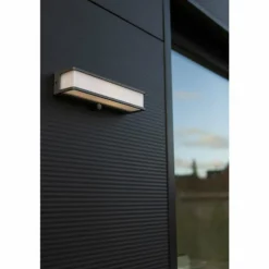 Applique murale d'extérieur Lutec DOBLO LED Anthracite, 1 lumière, Détecteur de mouvement