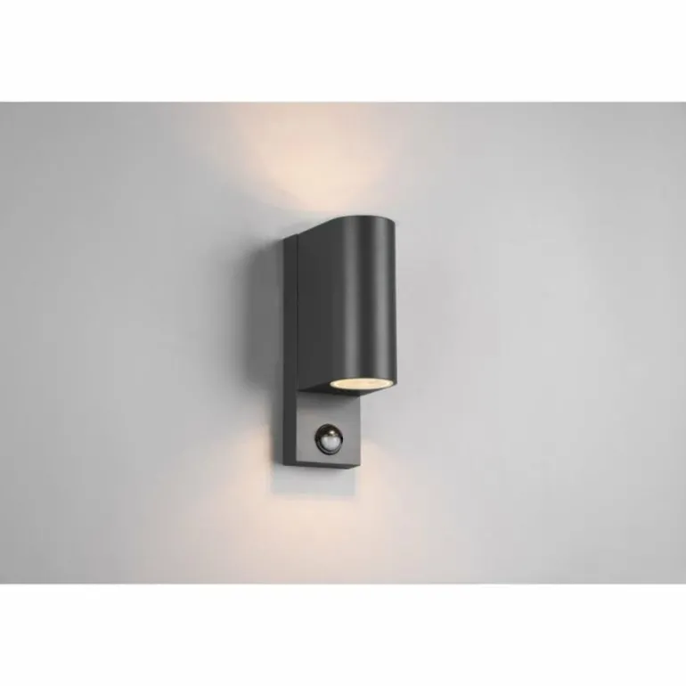 Applique murale d'extérieur Trio Roya Anthracite, 2 lumières, Détecteur de mouvement
