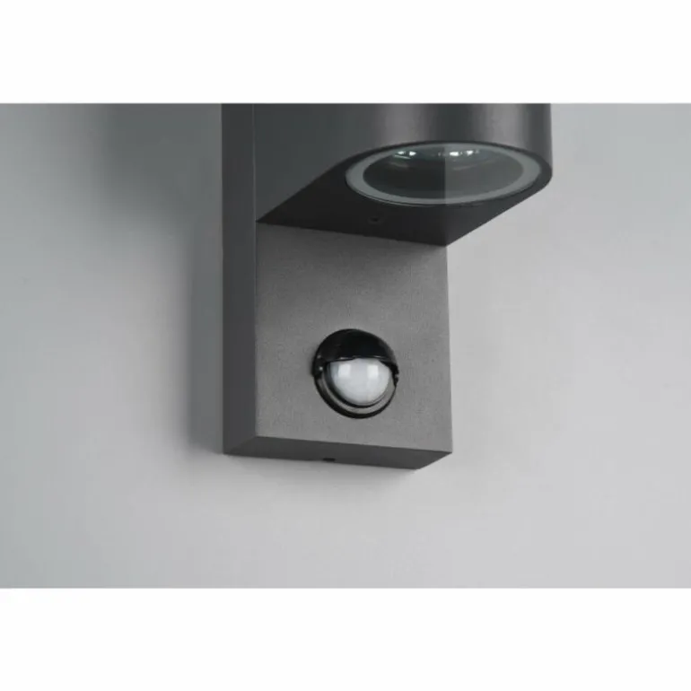 Applique murale d'extérieur Trio Roya Anthracite, 2 lumières, Détecteur de mouvement