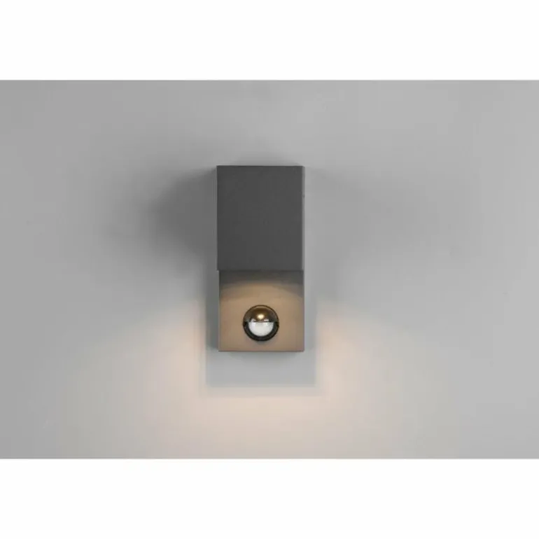 Applique murale d'extérieur Trio Roya Anthracite, 1 lumière, Détecteur de mouvement