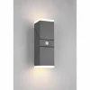 Applique murale d'extérieur Trio Avon LED Anthracite, 2 lumières, Détecteur de mouvement