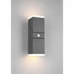 Applique murale d'extérieur Trio Avon LED Anthracite, 2 lumières, Détecteur de mouvement