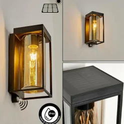 Applique murale d'extérieur Palanga LED Noir, 1 lumière, Détecteur de mouvement