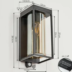 Applique murale d'extérieur Palanga LED Noir, 1 lumière, Détecteur de mouvement