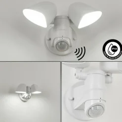 Applique murale d'extérieur Langra LED Blanc, 2 lumières, Détecteur de mouvement