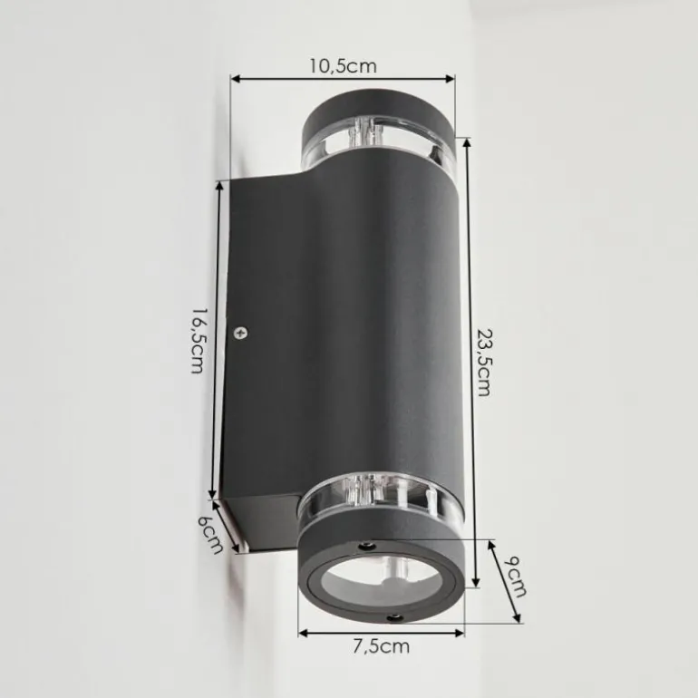 Applique murale d'extérieur Poupas Anthracite, 2 lumières