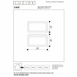 Applique murale d'extérieur Lucide CAGE LED Anthracite, 1 lumière