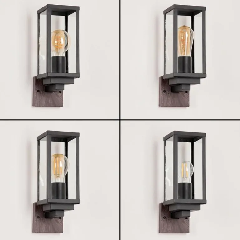 Applique murale d'extérieur Lapa Couleur bois, Noir, 1 lumière