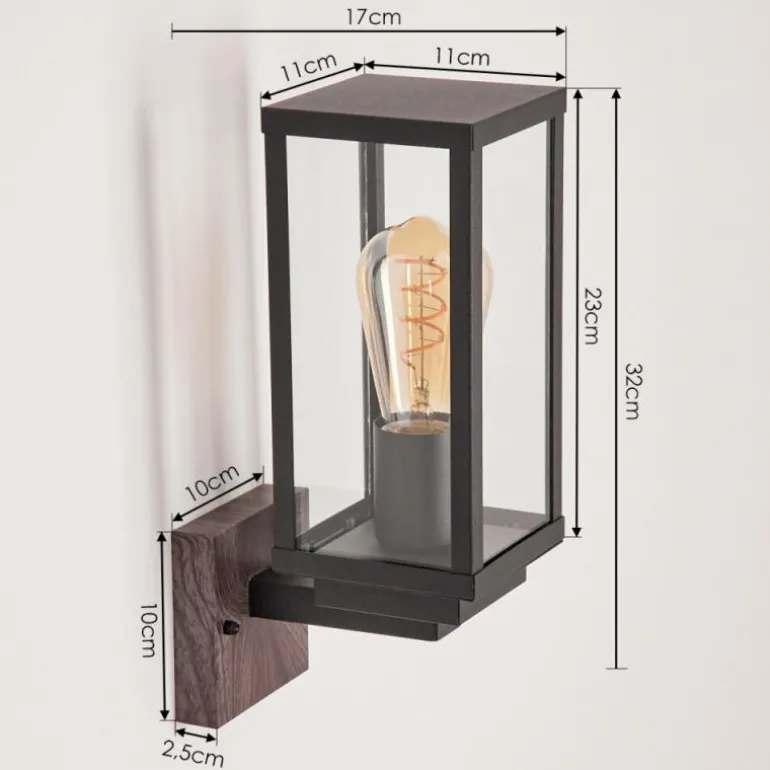 Applique murale d'extérieur Lapa Couleur bois, Noir, 1 lumière
