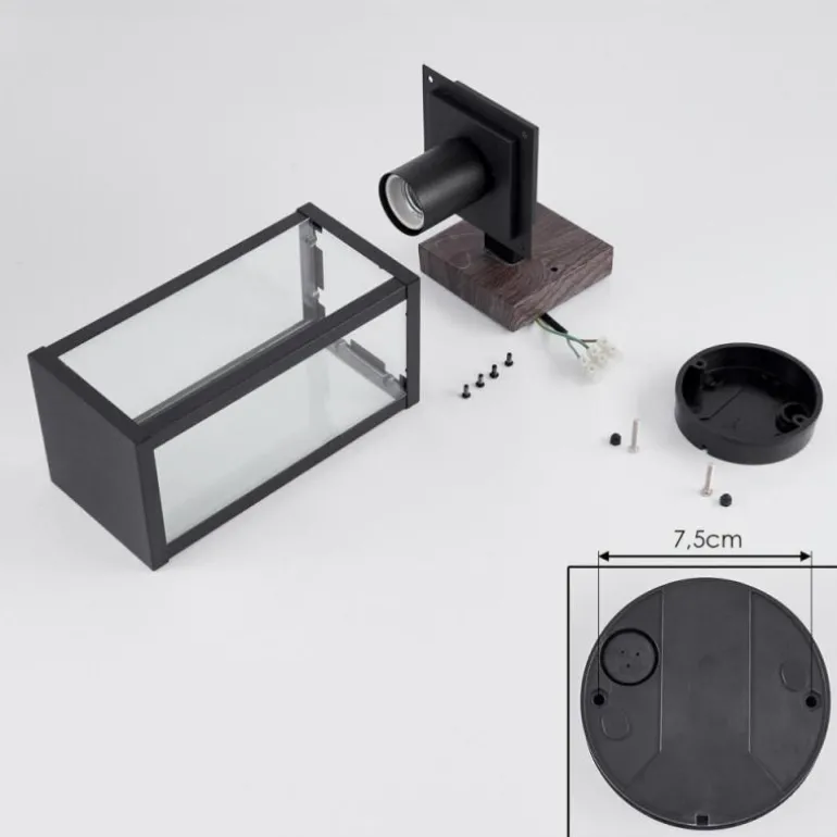 Applique murale d'extérieur Lapa Couleur bois, Noir, 1 lumière