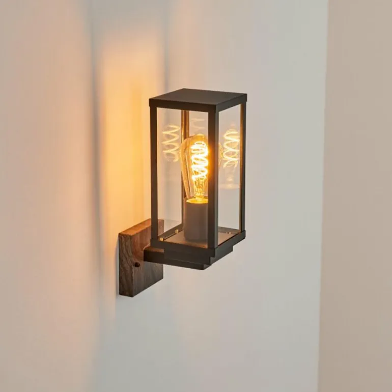 Applique murale d'extérieur Lapa Couleur bois, Noir, 1 lumière