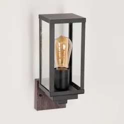 Applique murale d'extérieur Lapa Couleur bois, Noir, 1 lumière