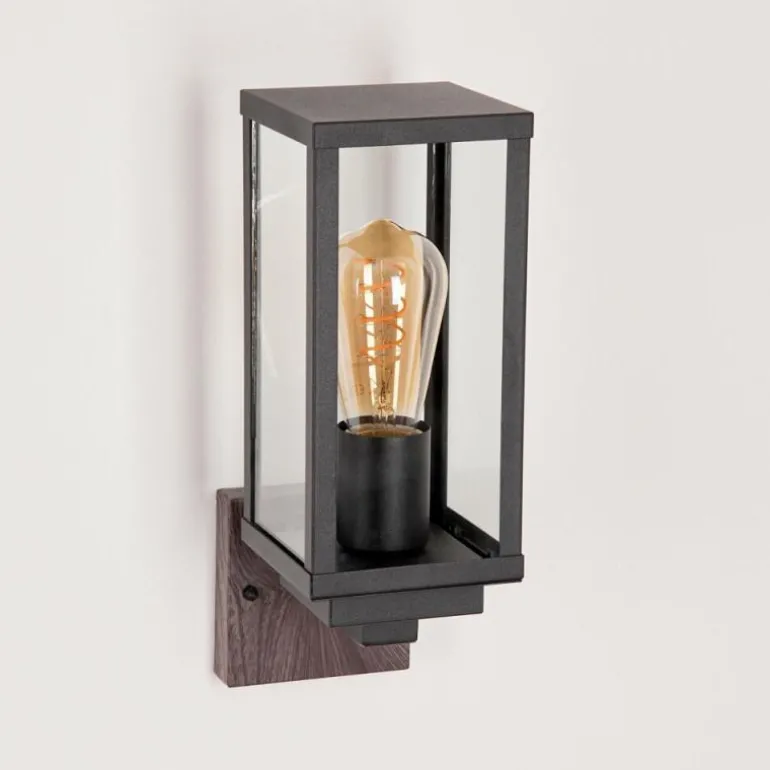 Applique murale d'extérieur Lapa Couleur bois, Noir, 1 lumière