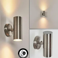 Applique murale d'extérieur Bessiebelle Acier inoxydable, 2 lumières