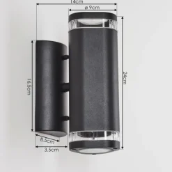 Applique murale d'extérieur Amyton Noir, 2 lumières