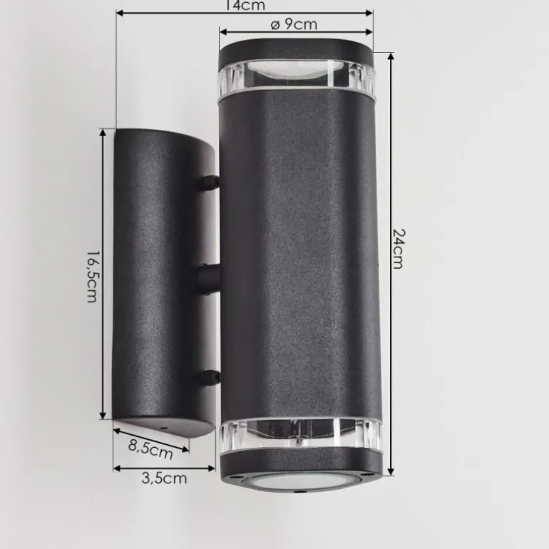 Applique murale d'extérieur Amyton Noir, 2 lumières