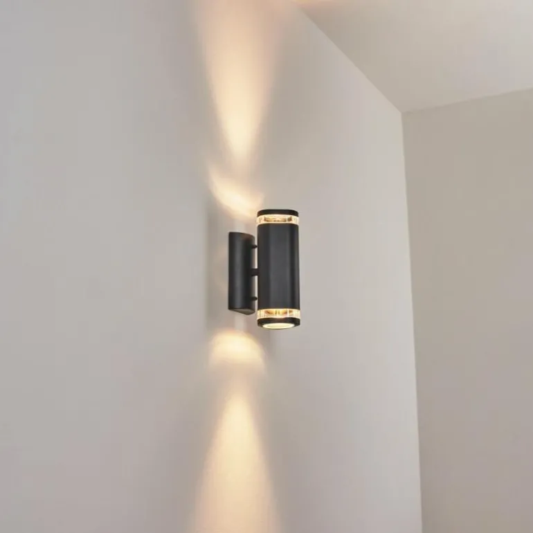 Applique murale d'extérieur Amyton Noir, 2 lumières