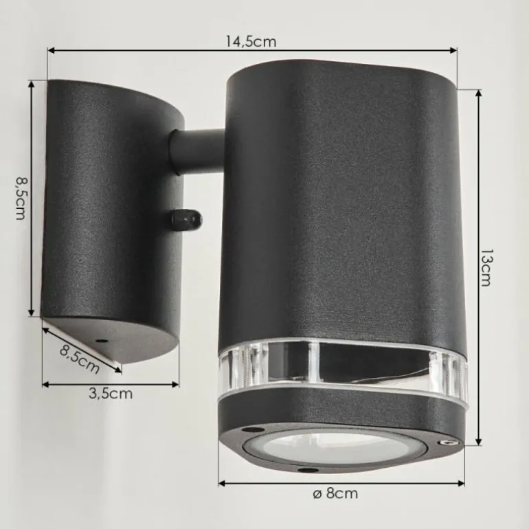 Applique murale d'extérieur Amyton Noir, 1 lumière