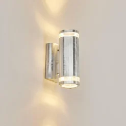 Applique murale d'extérieur Amyton Acier inoxydable, Transparent, Zingué, 2 lumières