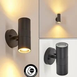 Applique murale d'extérieur Bessiebelle Noir, Transparent, 2 lumières