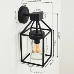 Applique murale d'extérieur Fiskenes Noir, 1 lumière