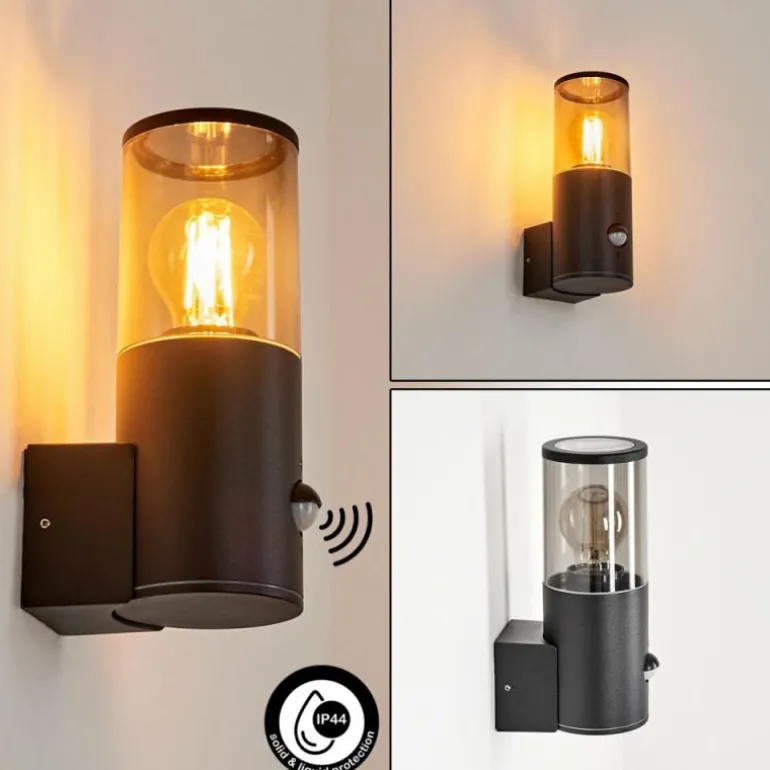 Applique murale d'extérieur Caragua Anthracite, 1 lumière, Détecteur de mouvement