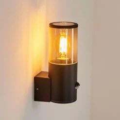 Applique murale d'extérieur Caragua Anthracite, 1 lumière, Détecteur de mouvement