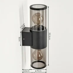 Applique murale d'extérieur Caragua Anthracite, 2 lumières