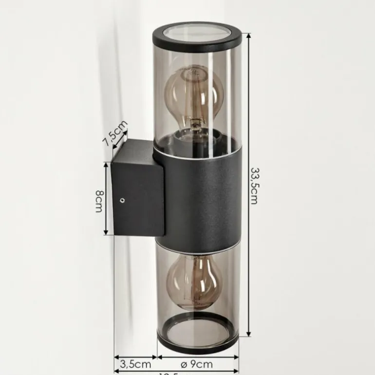 Applique murale d'extérieur Caragua Anthracite, 2 lumières