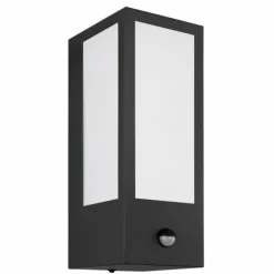 Applique murale d'extérieur Globo GUNDULA Noir, 1 lumière, Détecteur de mouvement