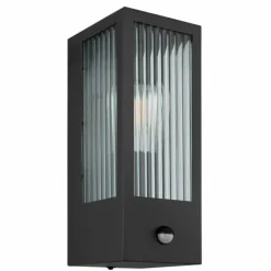 Applique murale d'extérieur Globo GUNDULA Noir, 1 lumière, Détecteur de mouvement