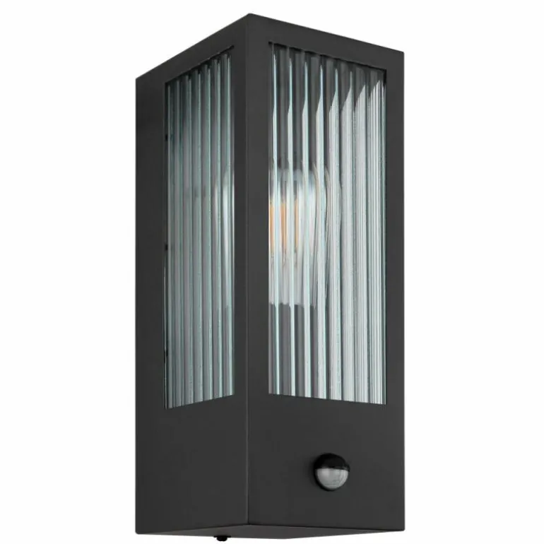 Applique murale d'extérieur Globo GUNDULA Noir, 1 lumière, Détecteur de mouvement