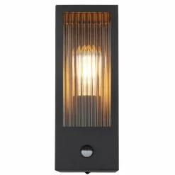 Applique murale d'extérieur Globo GUNDULA Noir, 1 lumière, Détecteur de mouvement