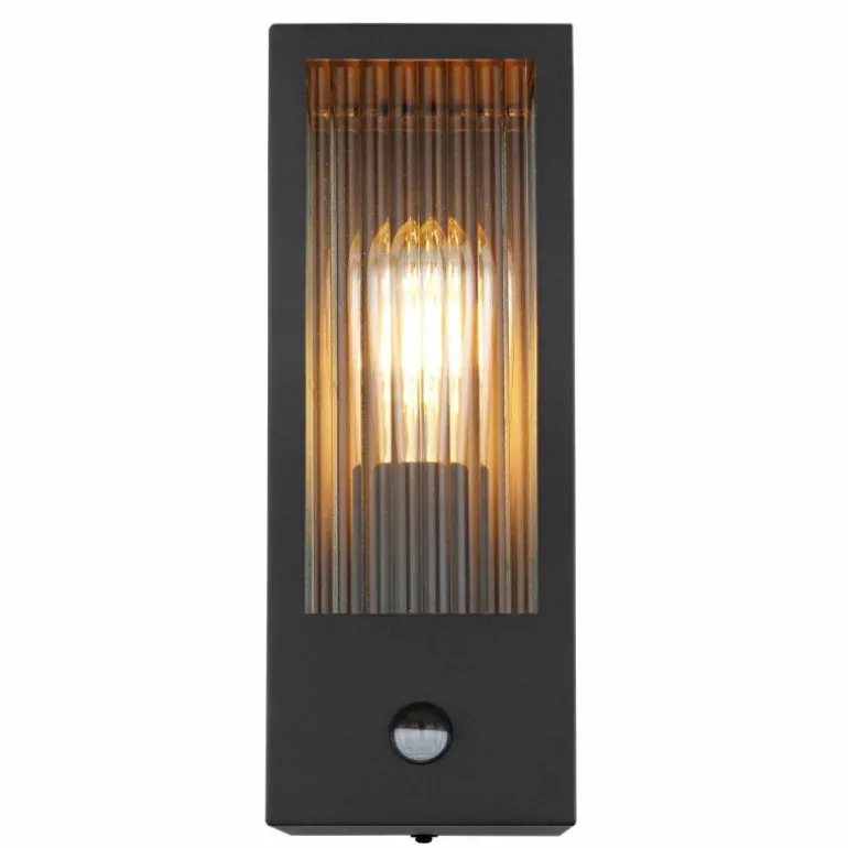 Applique murale d'extérieur Globo GUNDULA Noir, 1 lumière, Détecteur de mouvement