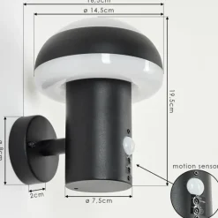 Applique murale d'extérieur Vinara LED Noir, 1 lumière, Détecteur de mouvement