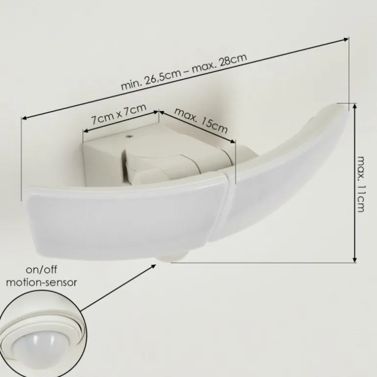 Applique murale d'extérieur Carnetin LED Blanc, 2 lumières, Détecteur de mouvement